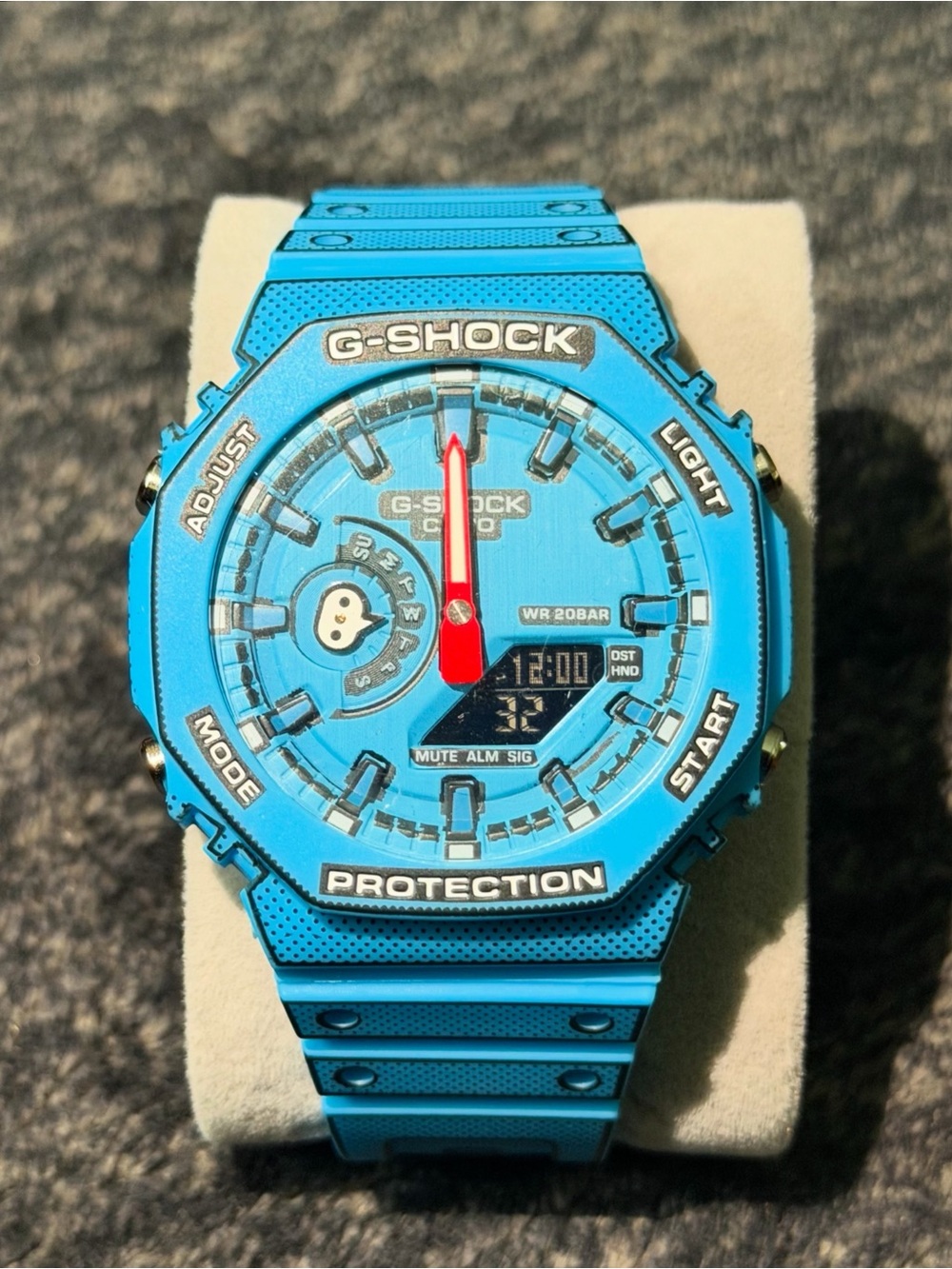 G-Shock Blue Resin Watch with Red Minute Hand